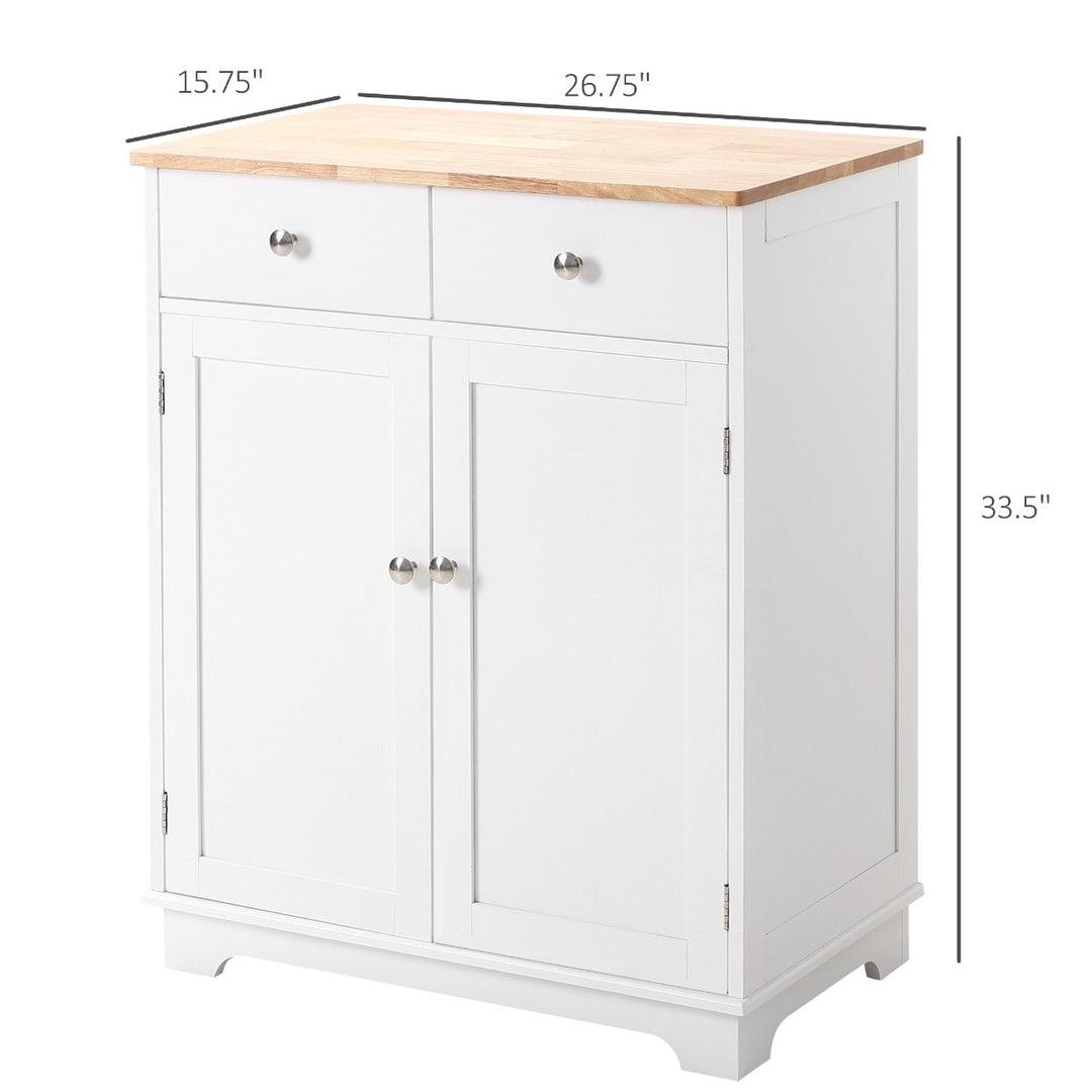 Classic Sideboard Storage Organizer Cabinet w/ Wood Top for Living, Dining, Hall - White