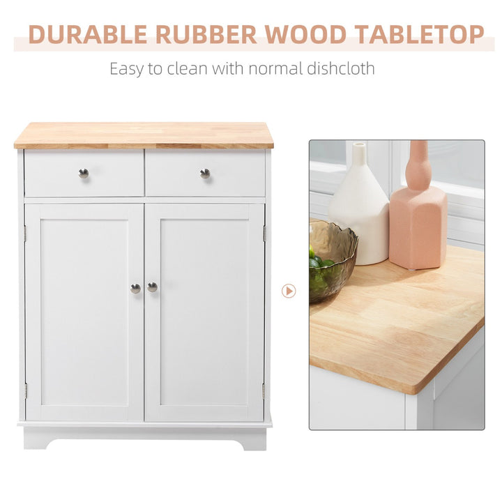 Classic Sideboard Storage Organizer Cabinet w/ Wood Top for Living, Dining, Hall - White