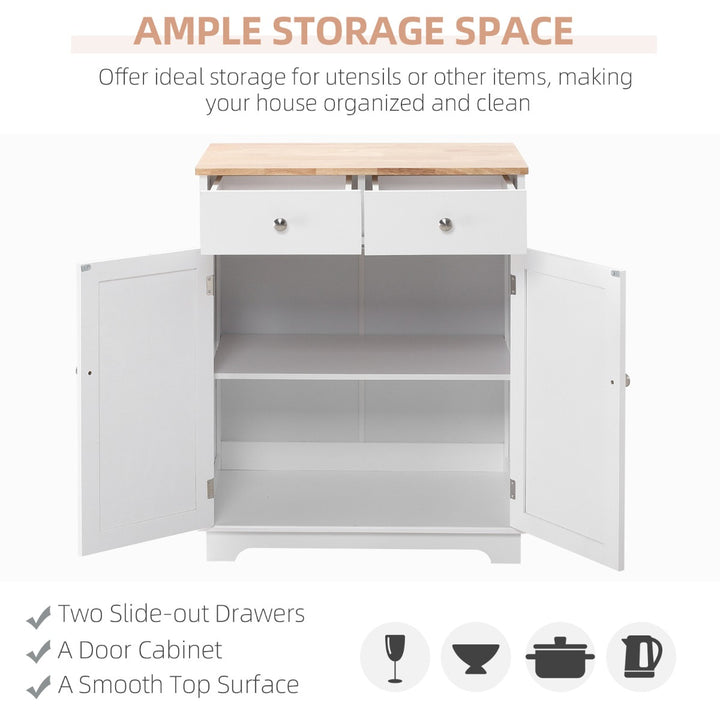 Classic Sideboard Storage Organizer Cabinet w/ Wood Top for Living, Dining, Hall - White