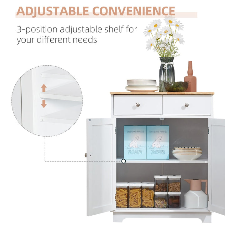 Classic Sideboard Storage Organizer Cabinet w/ Wood Top for Living, Dining, Hall - White