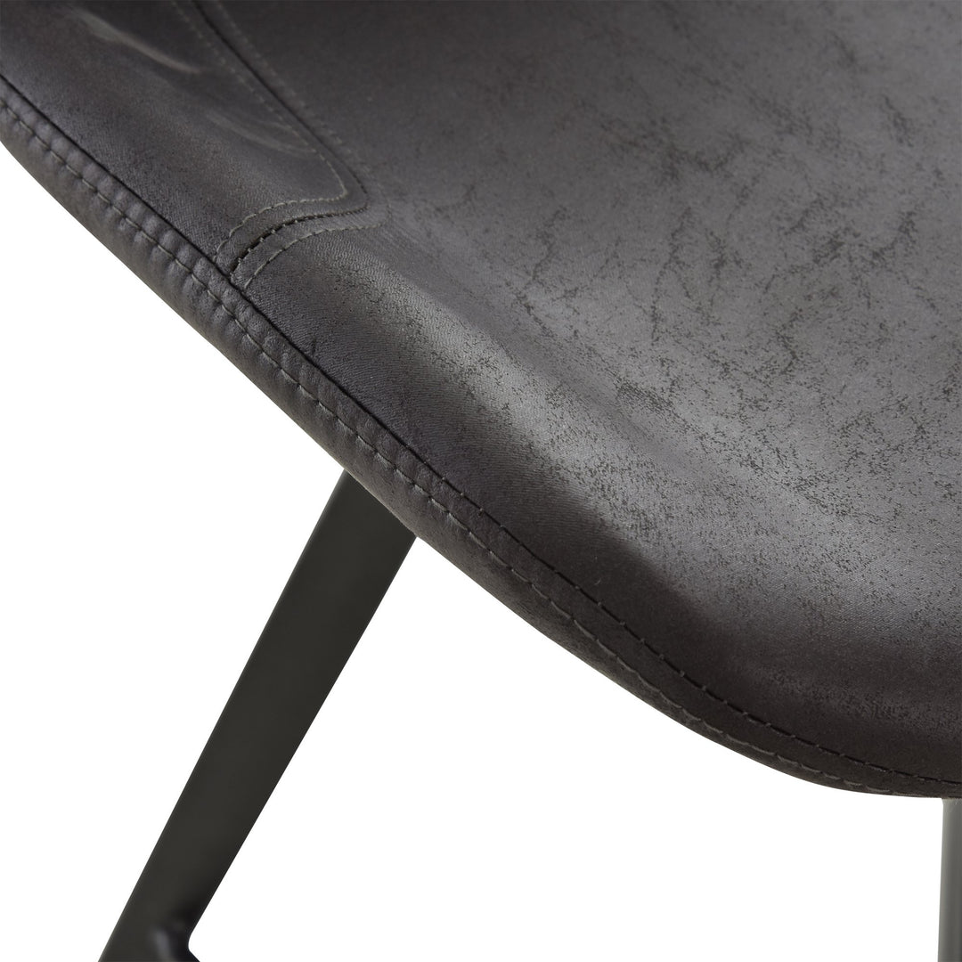 Set of 2 Modern Faux Leather Bar Counter High Stool Dining Chairs w/ Steel Metal Legs, Black