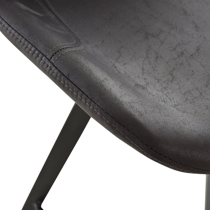 Set of 2 Modern Faux Leather Bar Counter High Stool Dining Chairs w/ Steel Metal Legs, Black