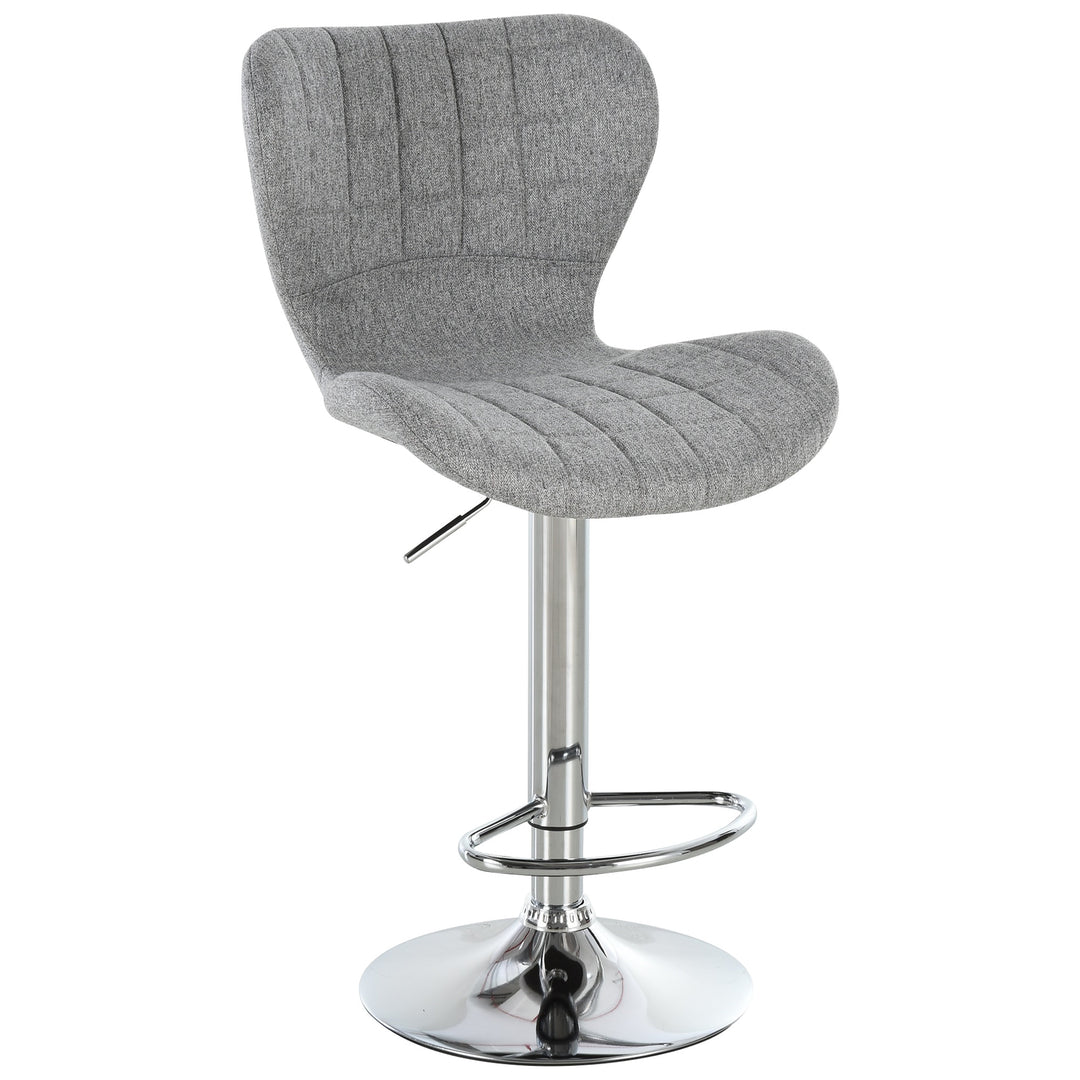 Set of 2 Modern Adjustable Swivel Counter Height Dining Bar Stools – Grey Fabric