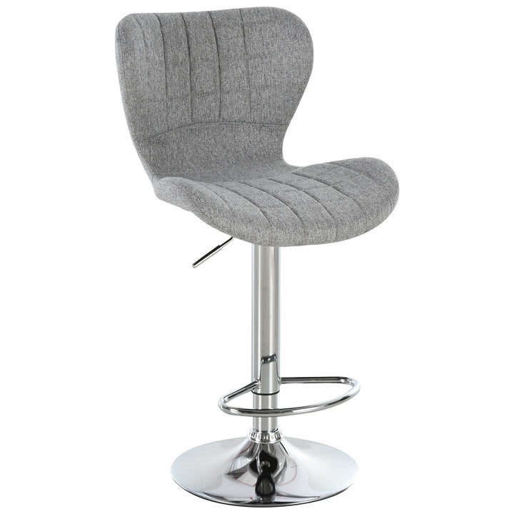 Set of 2 Modern Adjustable Swivel Counter Height Dining Bar Stools – Grey Fabric