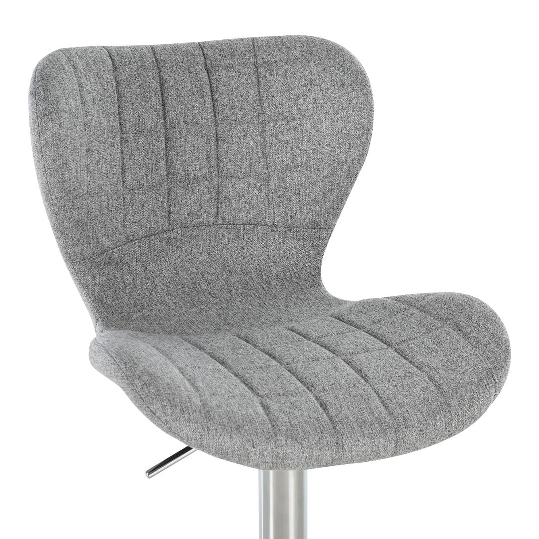Set of 2 Modern Adjustable Swivel Counter Height Dining Bar Stools – Grey Fabric