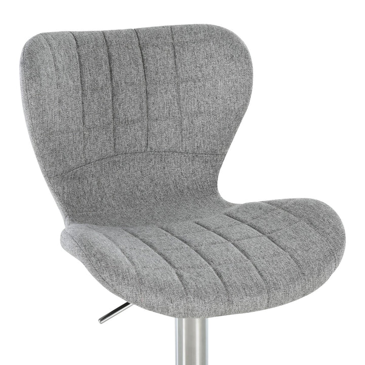 Set of 2 Modern Adjustable Swivel Counter Height Dining Bar Stools – Grey Fabric