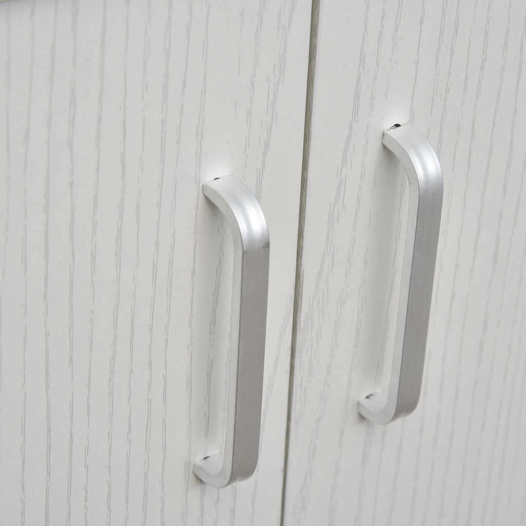 Woodgrain Kitchen Microwave Cart Stand Trolley Sideboard Storage Cabinet w/ Doors, White Oak