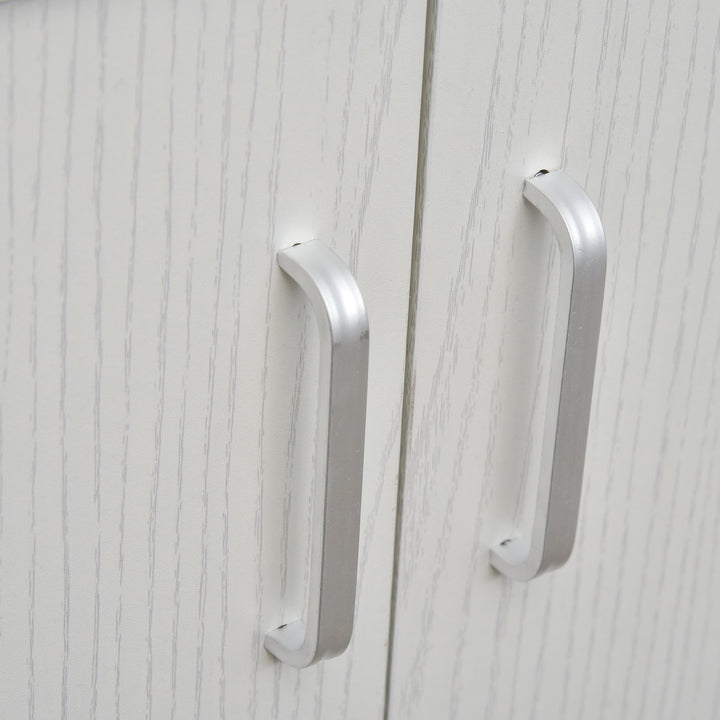 Woodgrain Kitchen Microwave Cart Stand Trolley Sideboard Storage Cabinet w/ Doors, White Oak