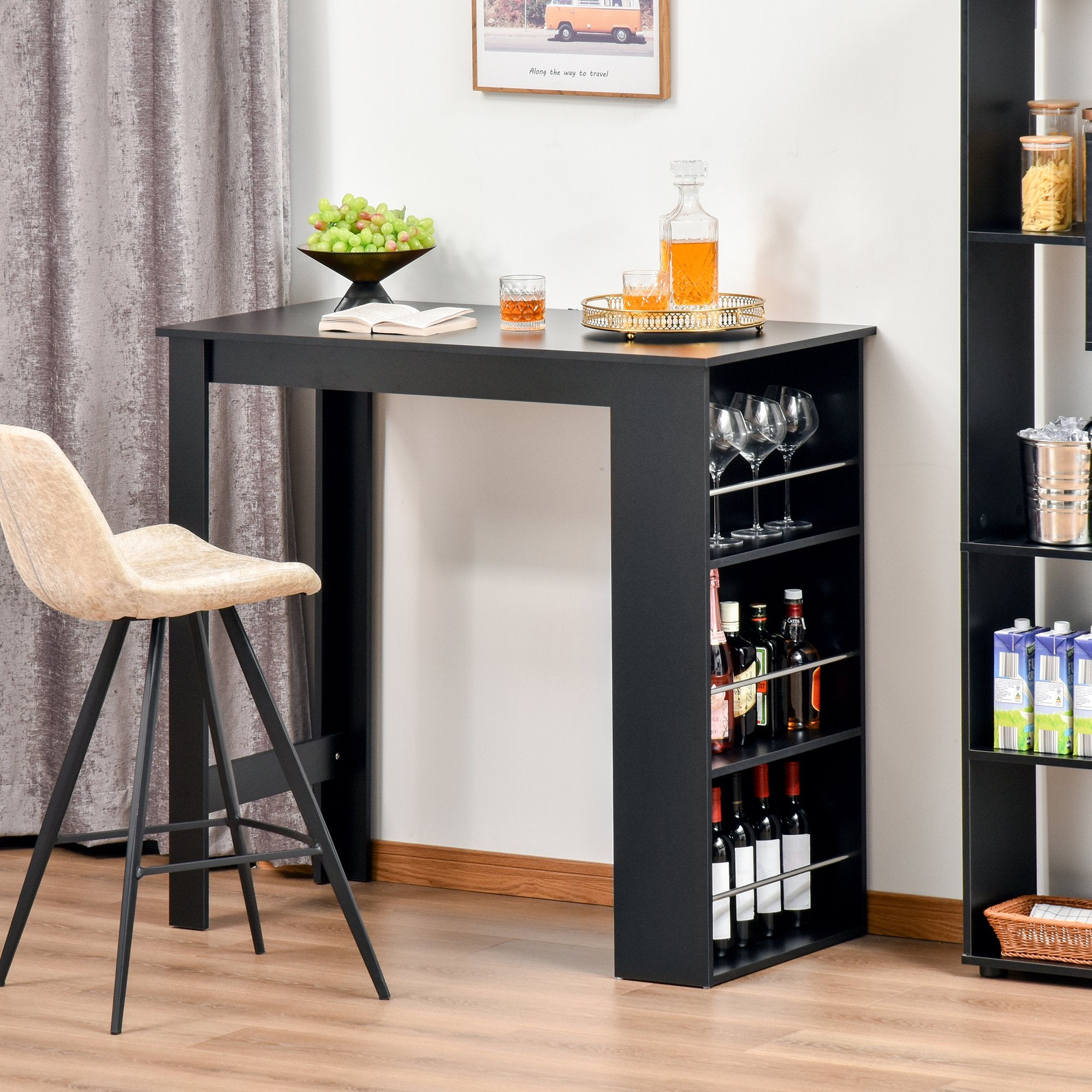 Modern Compact Counter Height Bar Kitchen Accent Table Desk w/ Storage ...