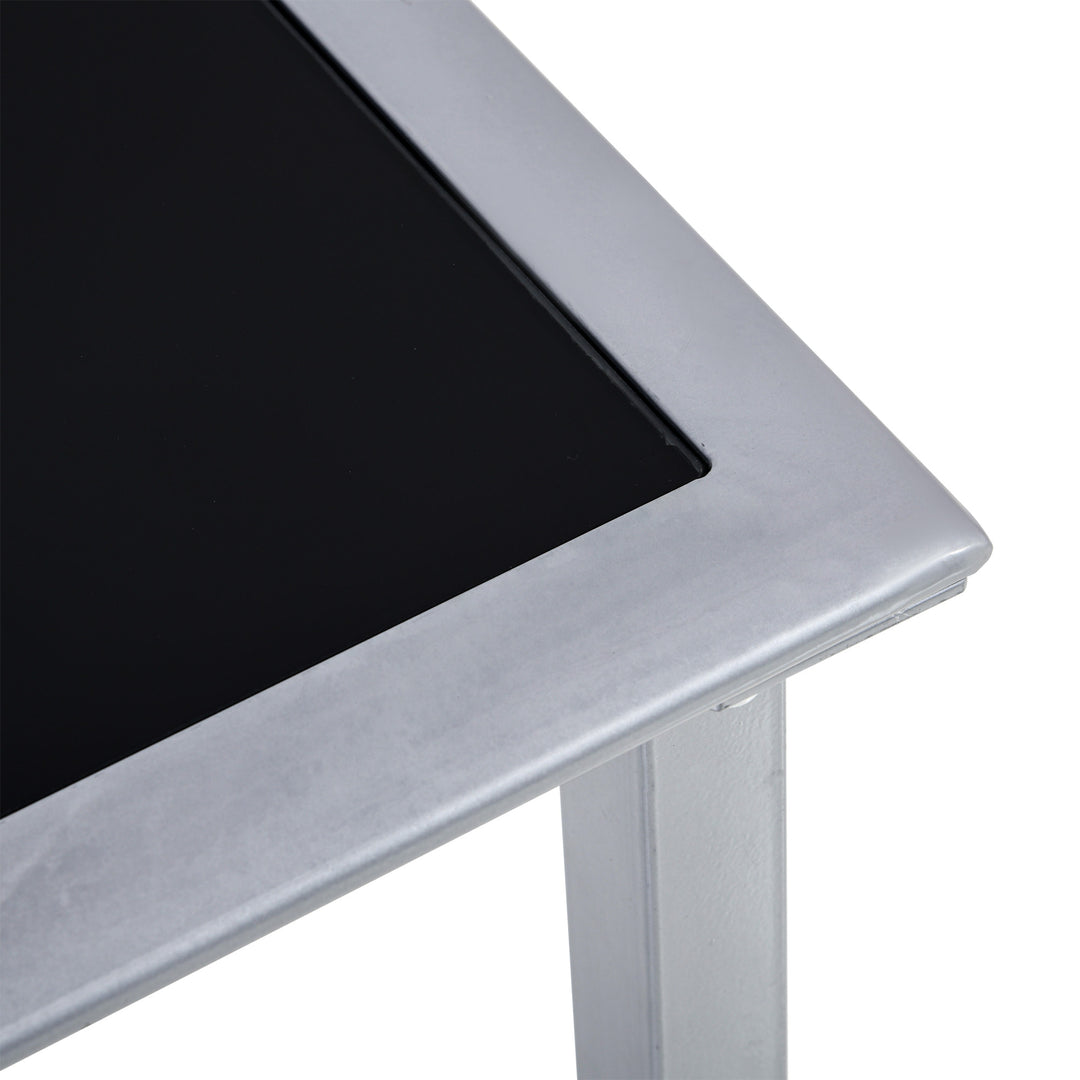 3pc Reclined Chaise Sun Lounger Chair w Side Table, Patio Tanning Beach Pool Deck Garden, Blue