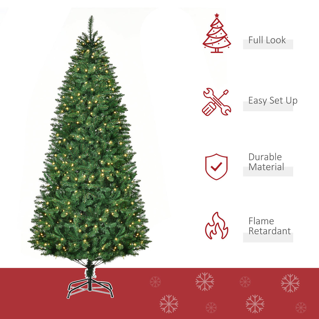 7.5ft 1146-Tip Warm White Pre-lit Christmas Holiday Tree w/ 450 LED Lights & Base, Xmas - Green