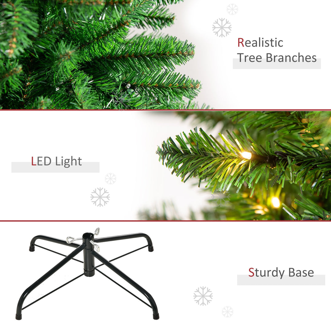 7.5ft 1146-Tip Warm White Pre-lit Christmas Holiday Tree w/ 450 LED Lights & Base, Xmas - Green