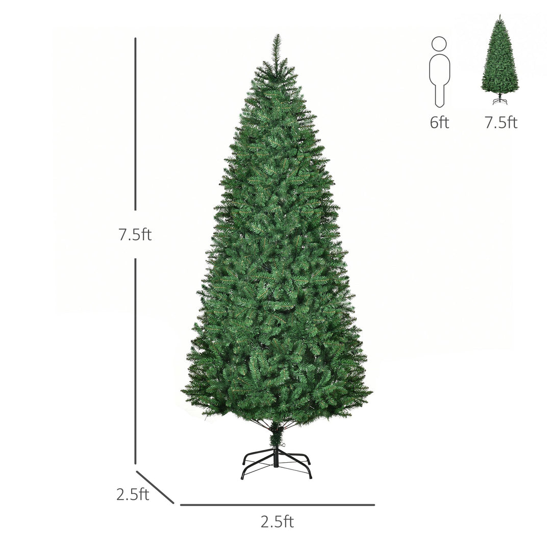 7.5ft 1146-Tip Warm White Pre-lit Christmas Holiday Tree w/ 450 LED Lights & Base, Xmas - Green