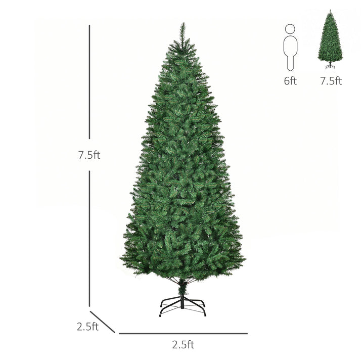 7.5ft 1146-Tip Warm White Pre-lit Christmas Holiday Tree w/ 450 LED Lights & Base, Xmas - Green
