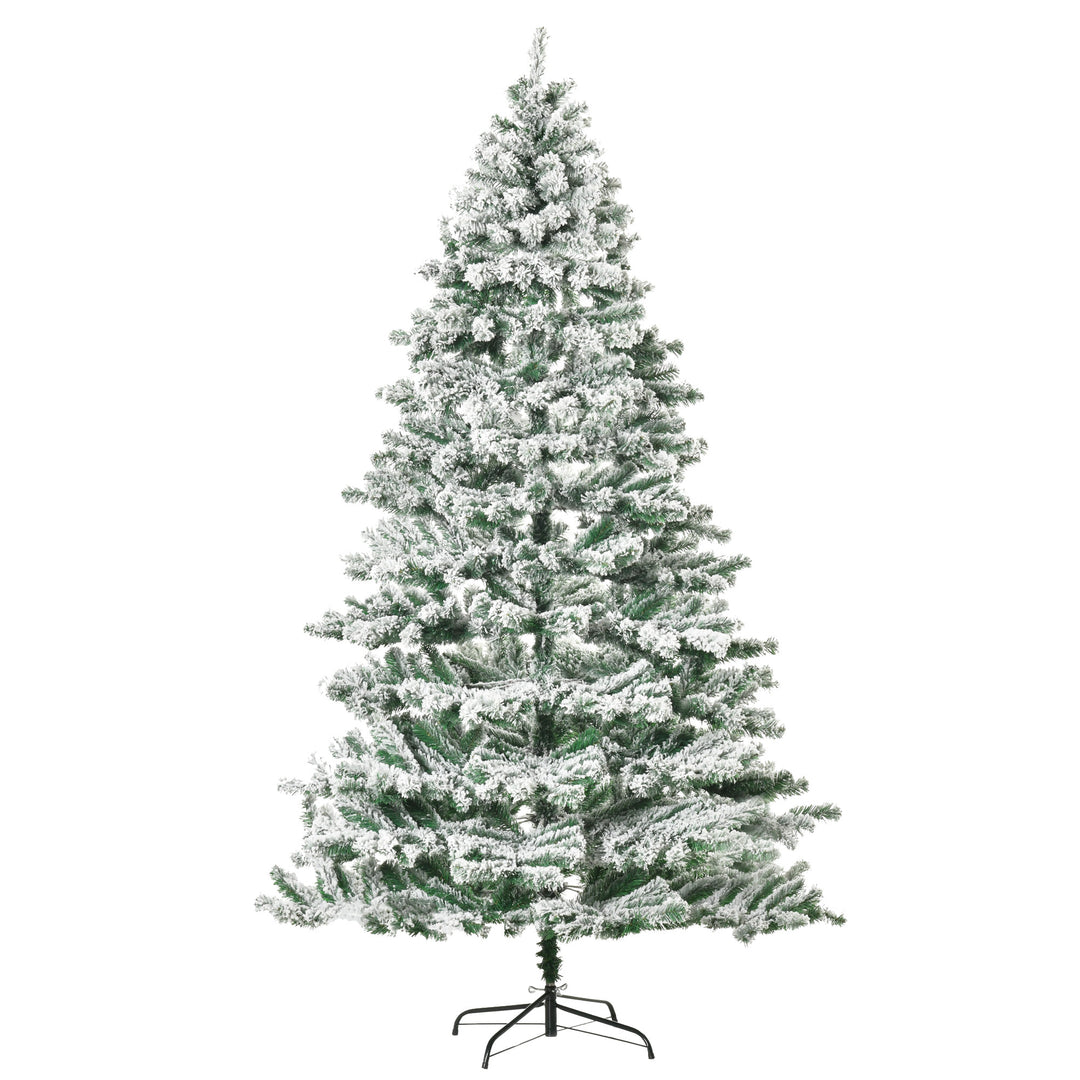 7.5ft 1083-Tip Snow Flocked Artificial Christmas Holiday Tree w/ Base Xmas Decor - Green