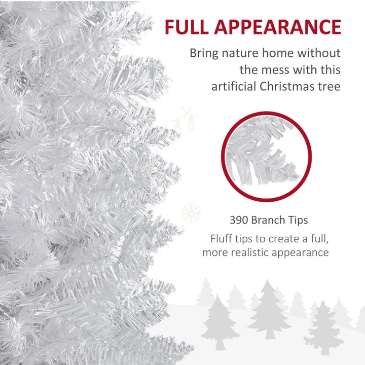 6ft 390-Tip Slim Pencil Artificial Christmas Holiday Tree w/ Base, Xmas Decor – White