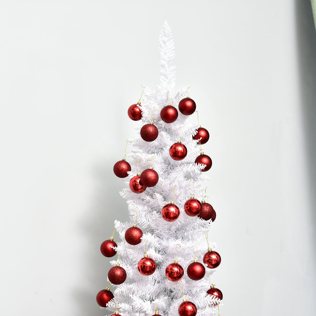 6ft 390-Tip Slim Pencil Artificial Christmas Holiday Tree w/ Base, Xmas Decor – White