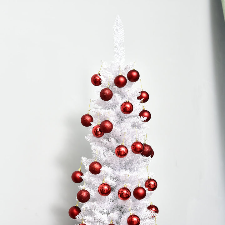 6ft 390-Tip Slim Pencil Artificial Christmas Holiday Tree w/ Base, Xmas Decor – White