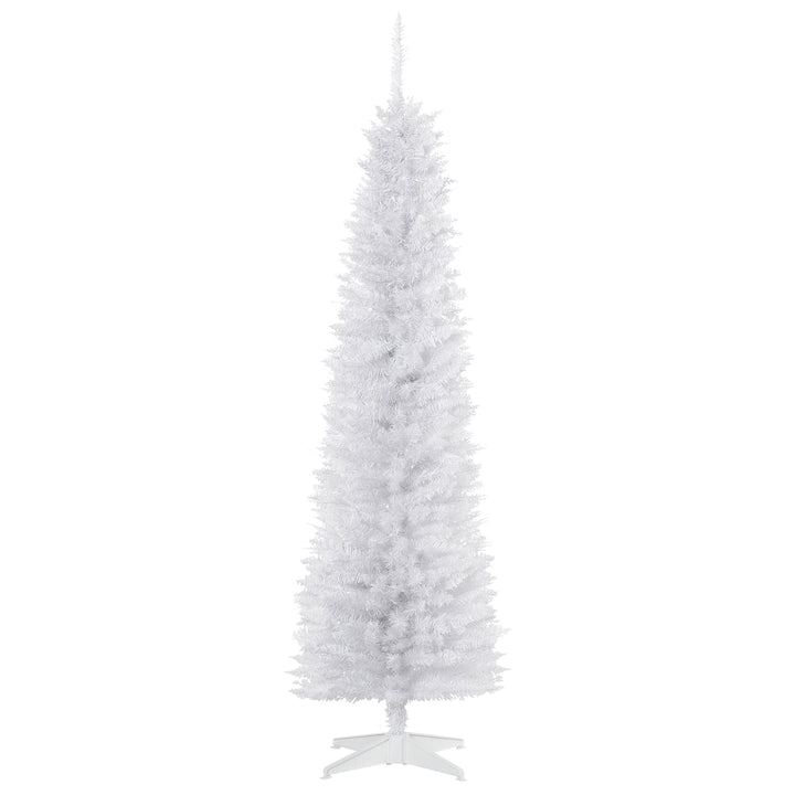 6ft 390-Tip Slim Pencil Artificial Christmas Holiday Tree w/ Base, Xmas Decor – White