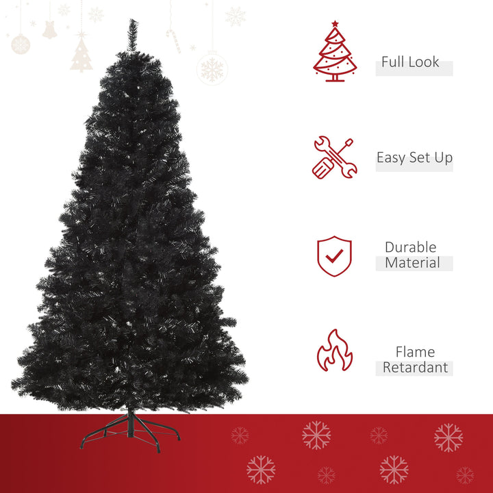 7ft 1346-Tip Lush Artificial Christmas Holiday Tree w/ Foldable Base, Xmas Décor - Black