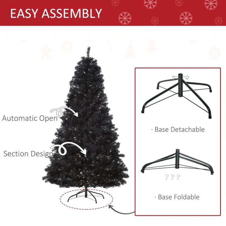 7ft 1346-Tip Lush Artificial Christmas Holiday Tree w/ Foldable Base, Xmas Décor - Black