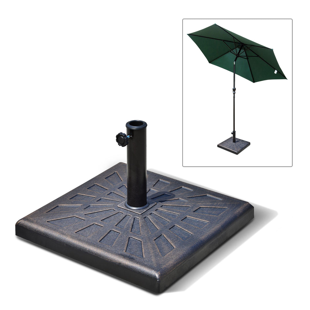 18.5", 34.1lbs Round Resin Umbrella Base Stand for Φ1.5-Φ1.9" Pole Sun Shade for Patio - Bronze