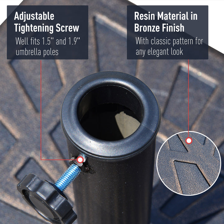 18.5", 34.1lbs Round Resin Umbrella Base Stand for Φ1.5-Φ1.9" Pole Sun Shade for Patio - Bronze