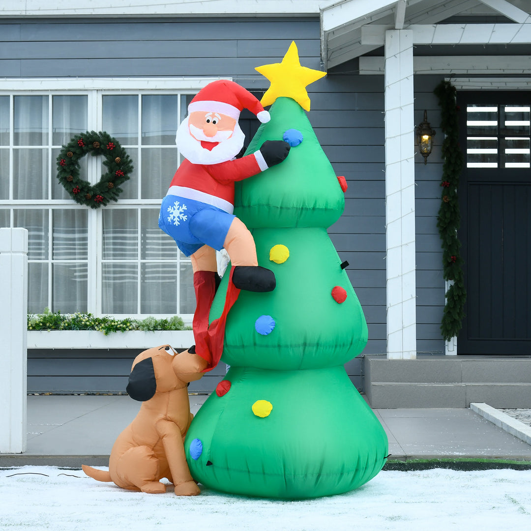 6ft Inflatable Holiday Christmas Blow-Up, LED Lights Indoor Outdoor, Tree w Star, Santa, Dog