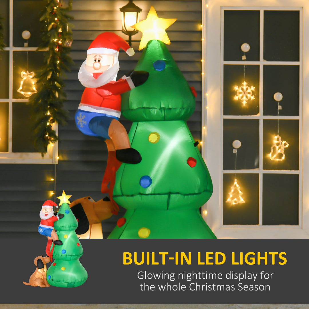 6ft Inflatable Holiday Christmas Blow-Up, LED Lights Indoor Outdoor, Tree w Star, Santa, Dog