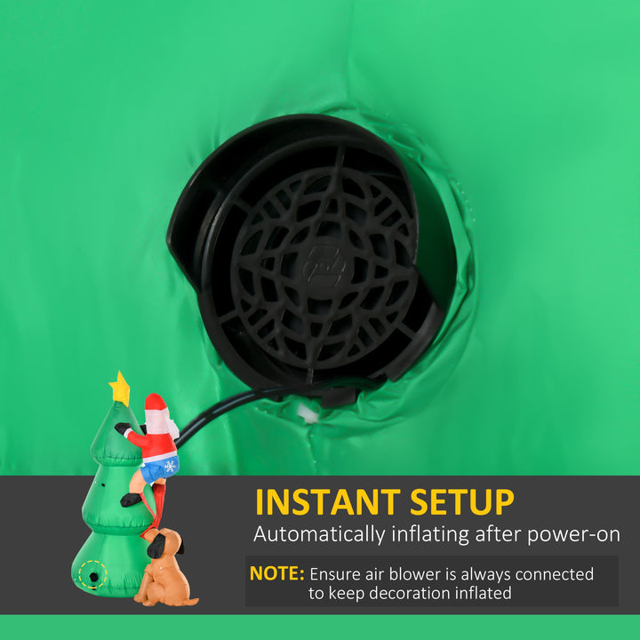 6ft Inflatable Holiday Christmas Blow-Up, LED Lights Indoor Outdoor, Tree w Star, Santa, Dog