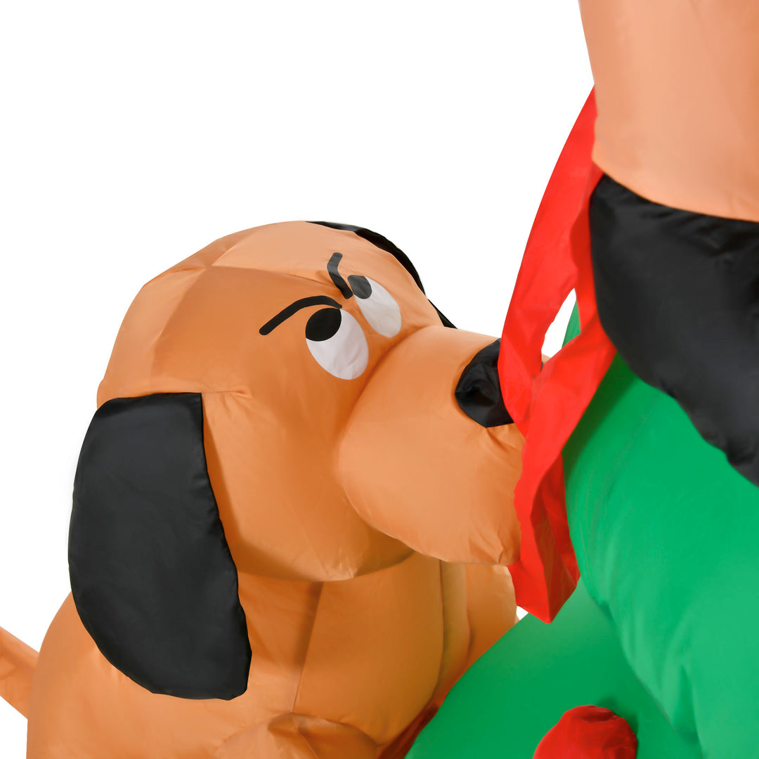 6ft Inflatable Holiday Christmas Blow-Up, LED Lights Indoor Outdoor, Tree w Star, Santa, Dog