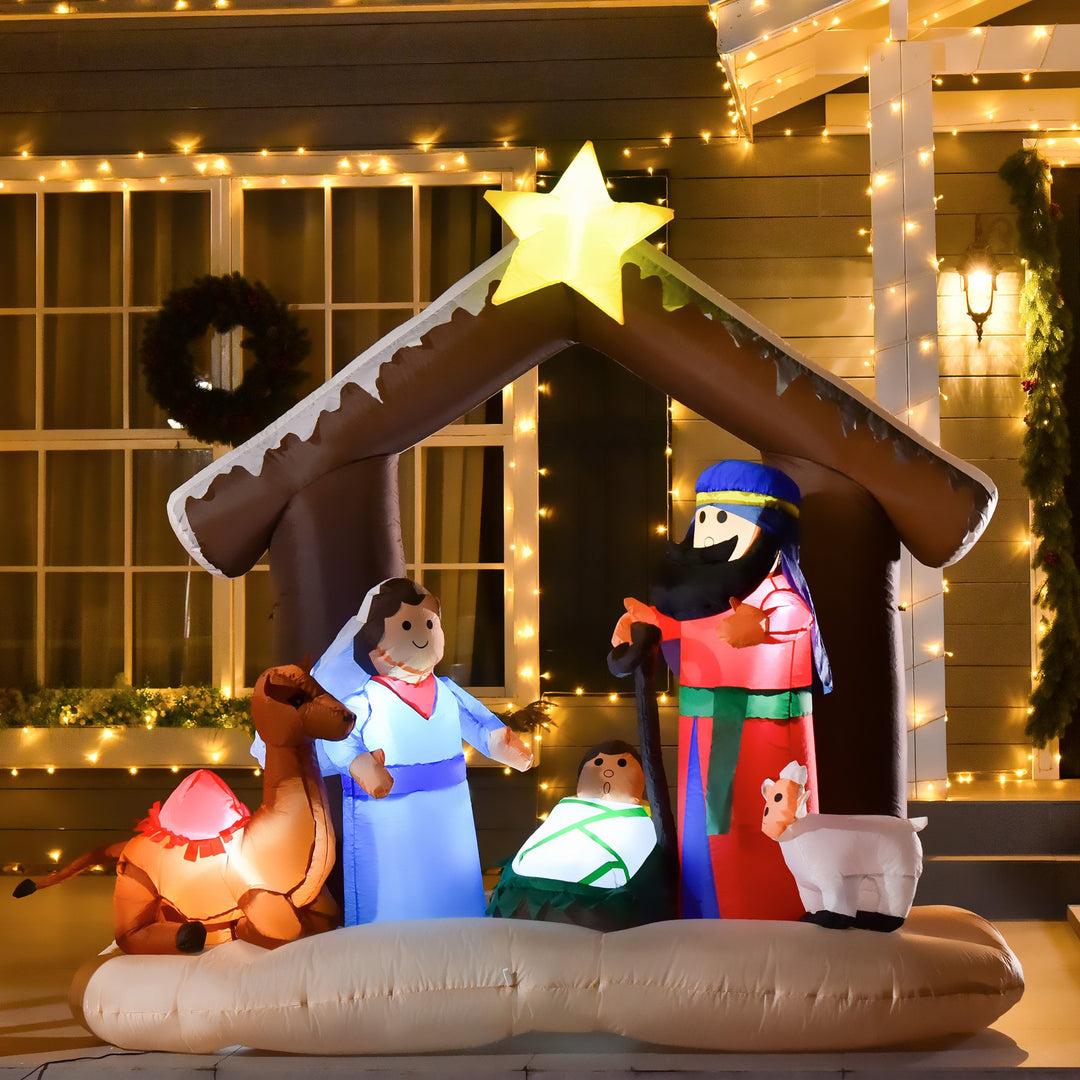 6ft Inflatable Holiday Christmas Decoration w LED Lights Indoor Outdoor - Jesus Nativity Manger