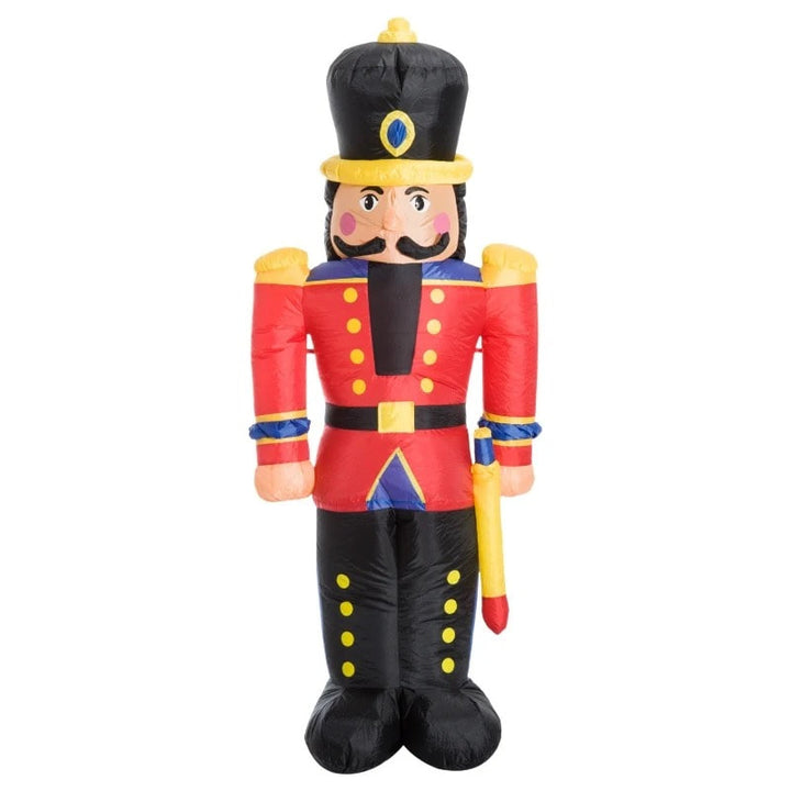 6ft Tall Inflatable Holiday Christmas Blow Up w LED Lights for Outdoor, Nutcracker Toy Soldier