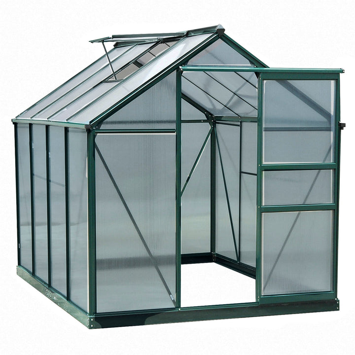 6' x 8' x 7' Walk-in Aluminum PC Hard Sided Outdoor Plants Garden Greenhouse w Door, Foundation