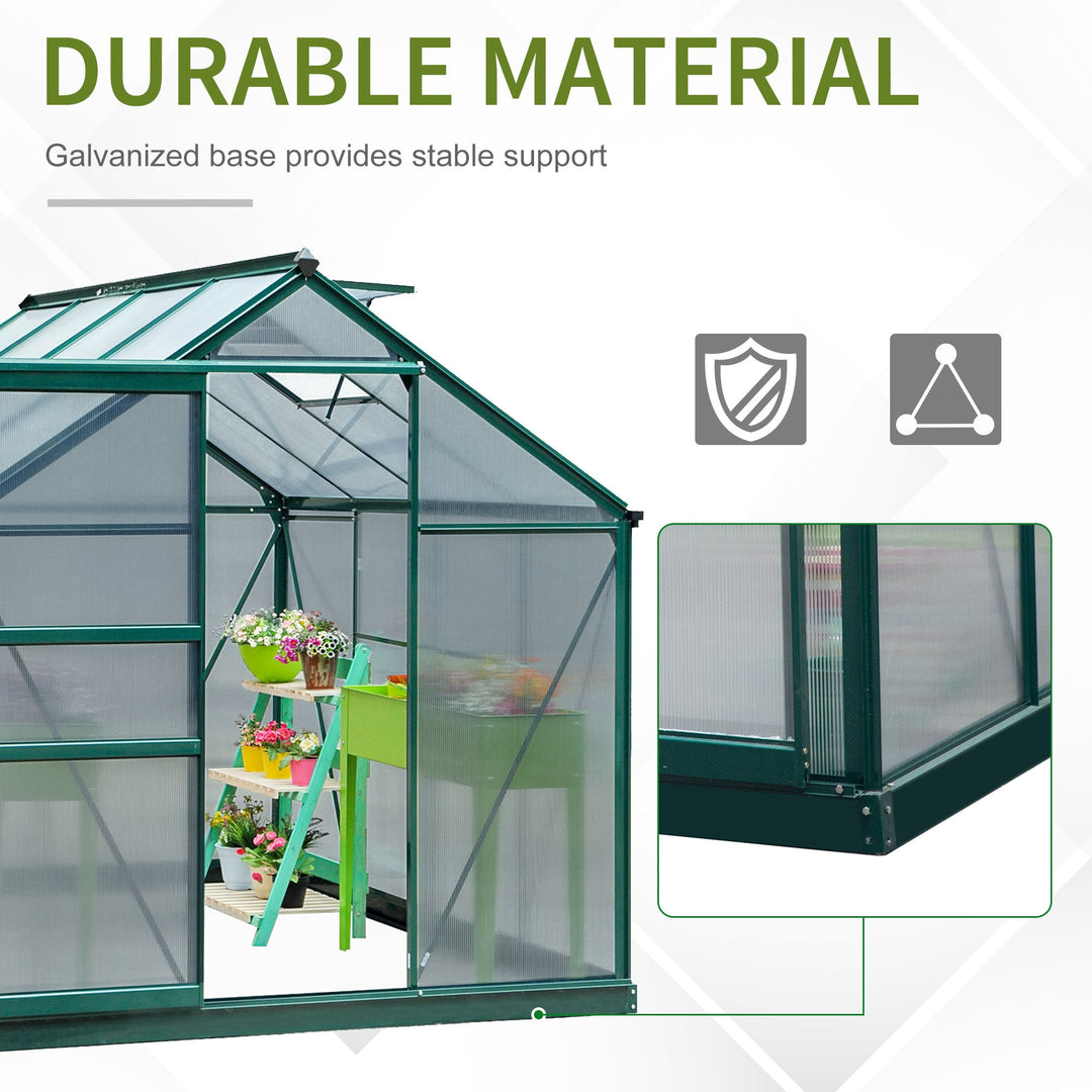 6' x 8' x 7' Walk-in Aluminum PC Hard Sided Outdoor Plants Garden Greenhouse w Door, Foundation
