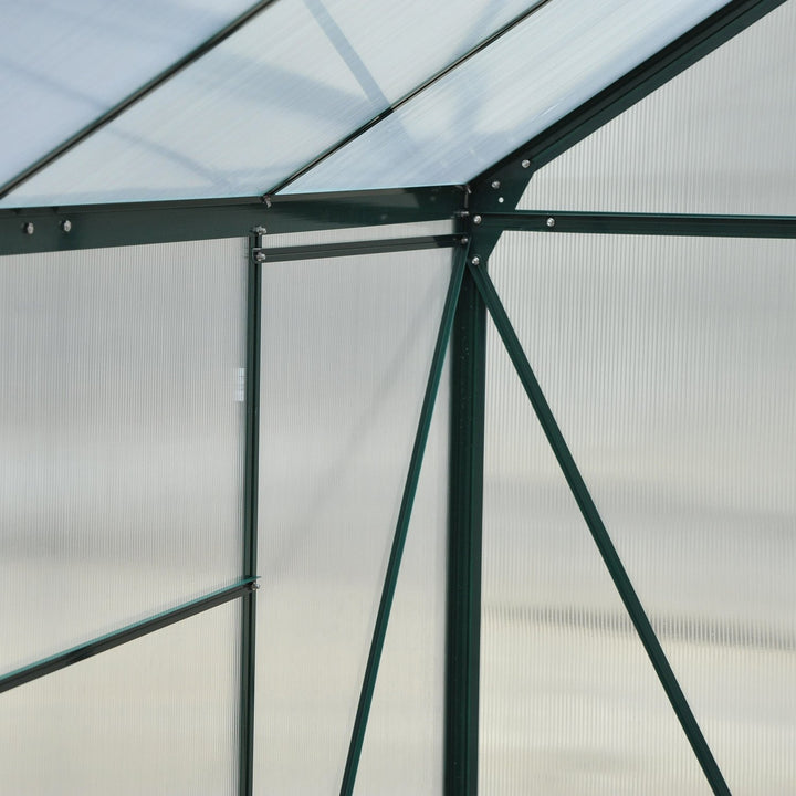 6' x 8' x 7' Walk-in Aluminum PC Hard Sided Outdoor Plants Garden Greenhouse w Door, Foundation