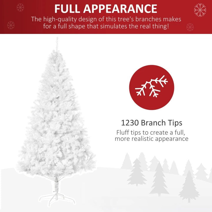 7ft 1230-Tip Lush Artificial Christmas Holiday Winter Tree w Metal Base Xmas Decor - White