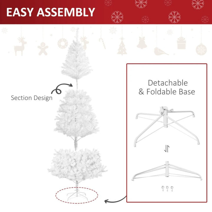 7ft 1230-Tip Lush Artificial Christmas Holiday Winter Tree w Metal Base Xmas Decor - White