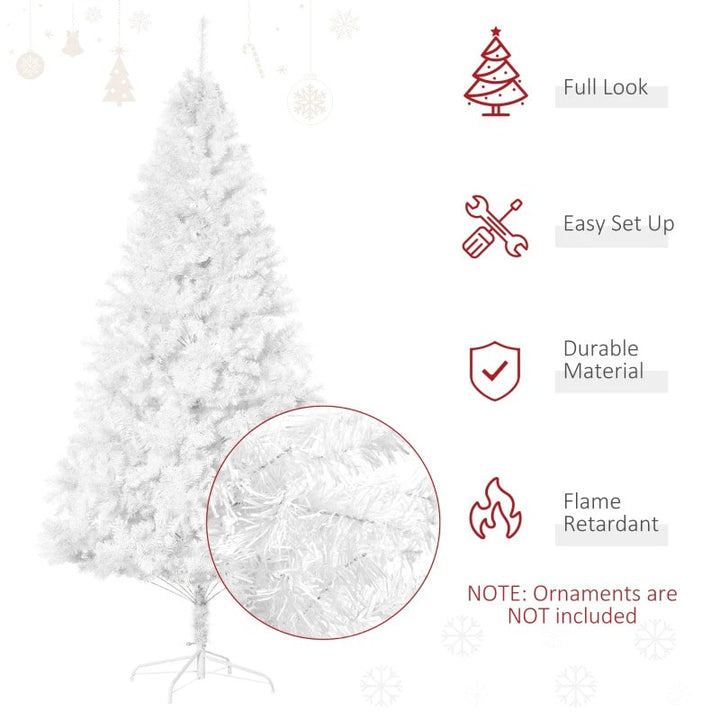 7ft 1230-Tip Lush Artificial Christmas Holiday Winter Tree w Metal Base Xmas Decor - White