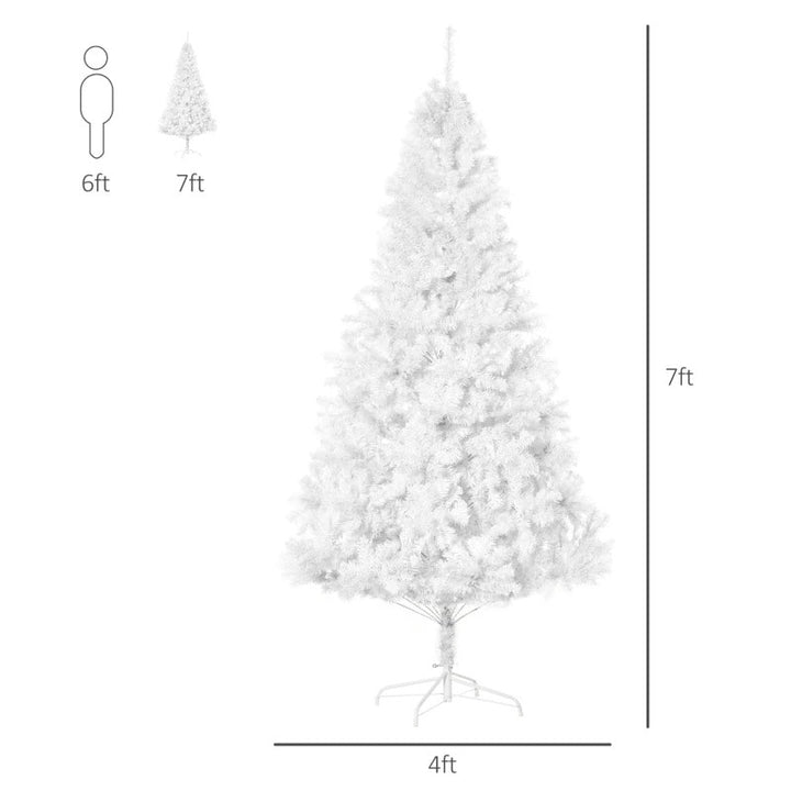 7ft 1230-Tip Lush Artificial Christmas Holiday Winter Tree w Metal Base Xmas Decor - White