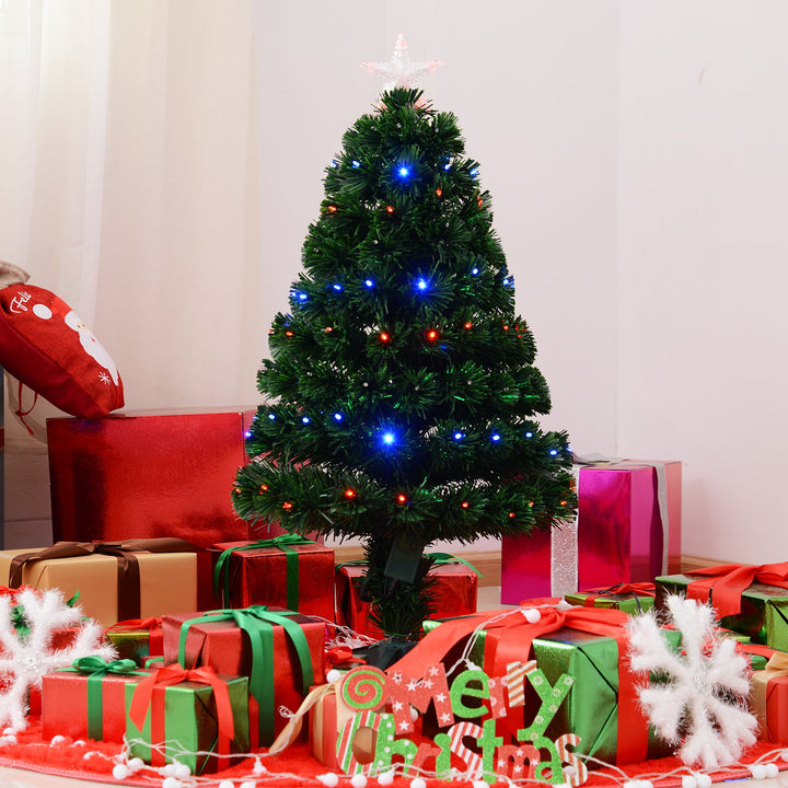 3ft Miniature Pre-Lit LED & Fibre Optic Artificial Christmas Holiday Tree w Base Xmas - Green