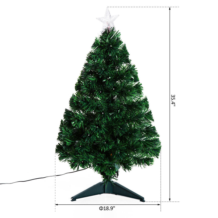 3ft Miniature Pre-Lit LED & Fibre Optic Artificial Christmas Holiday Tree w Base Xmas - Green
