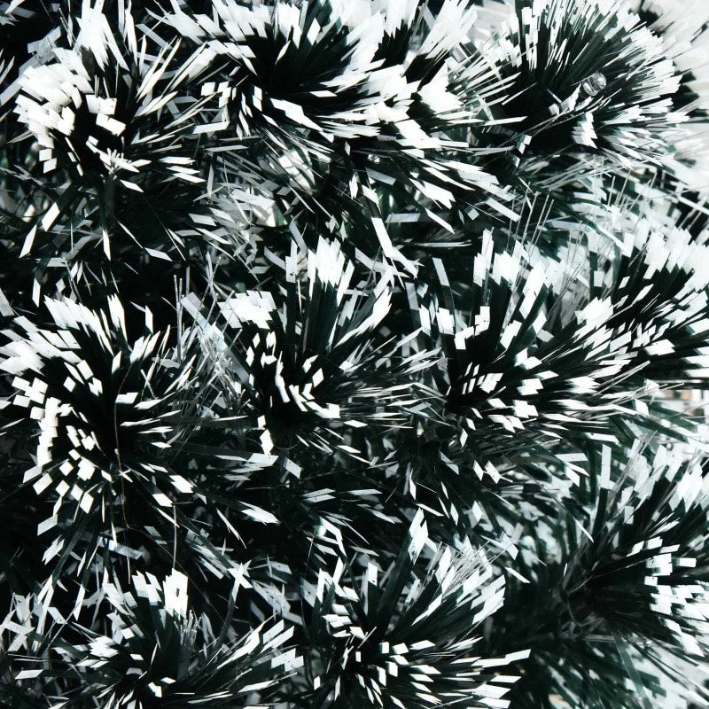 4ft Snow Flocked Pre-Lit LED & Fibre Optic Artificial Christmas Holiday Tree w Base Xmas, Green