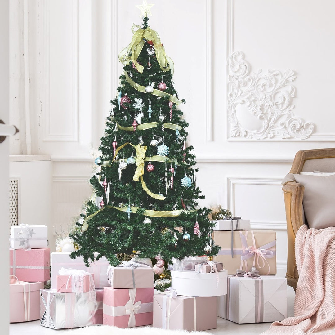 6ft 1000-Tip Realistic Artificial Spruce Christmas Holiday Tree w Metal Base Xmas Decor - Green