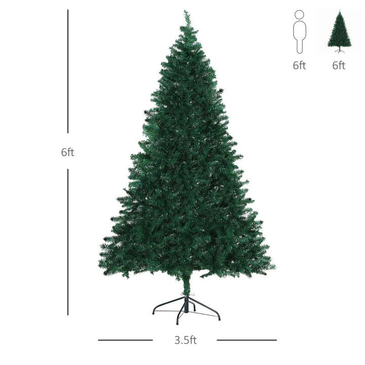 6ft 1000-Tip Realistic Artificial Spruce Christmas Holiday Tree w Metal Base Xmas Decor - Green