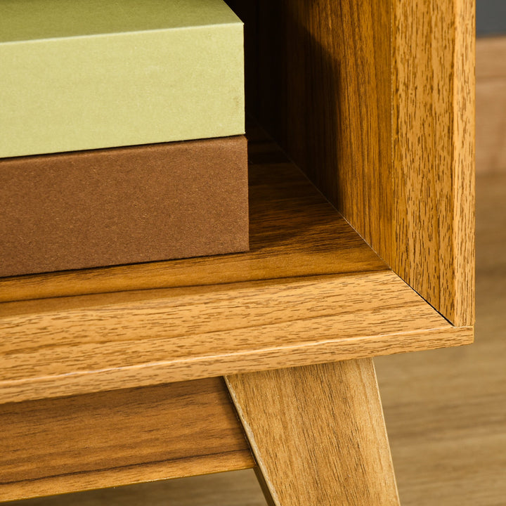 Modern Bedside Table Nightstand Bedroom End Table Side Table w/ Drawer Shelf - Walnut Brown