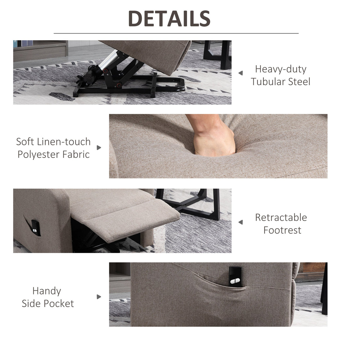 Electric Lift Chair Power Recliner Lounger Sofa w Remote Control for Living Room - Light Brown