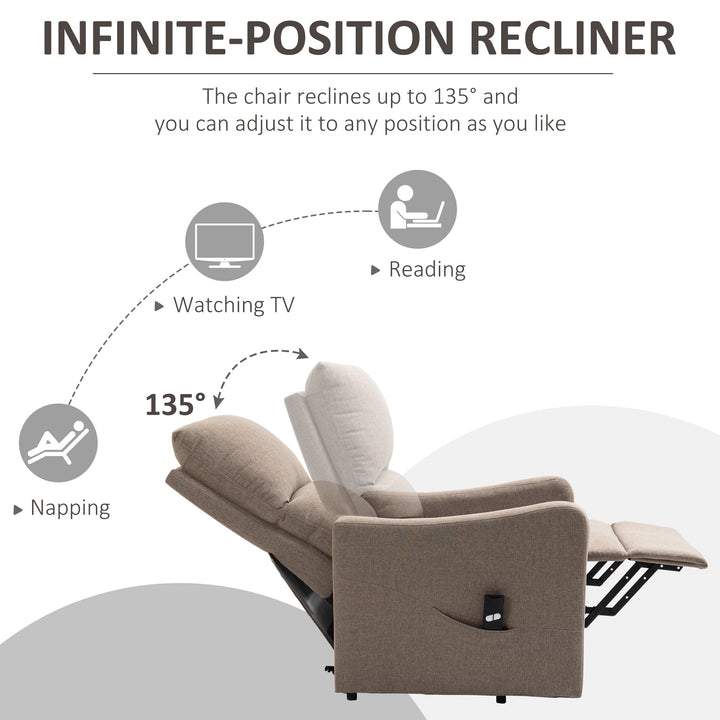 Electric Lift Chair Power Recliner Lounger Sofa w Remote Control for Living Room - Light Brown