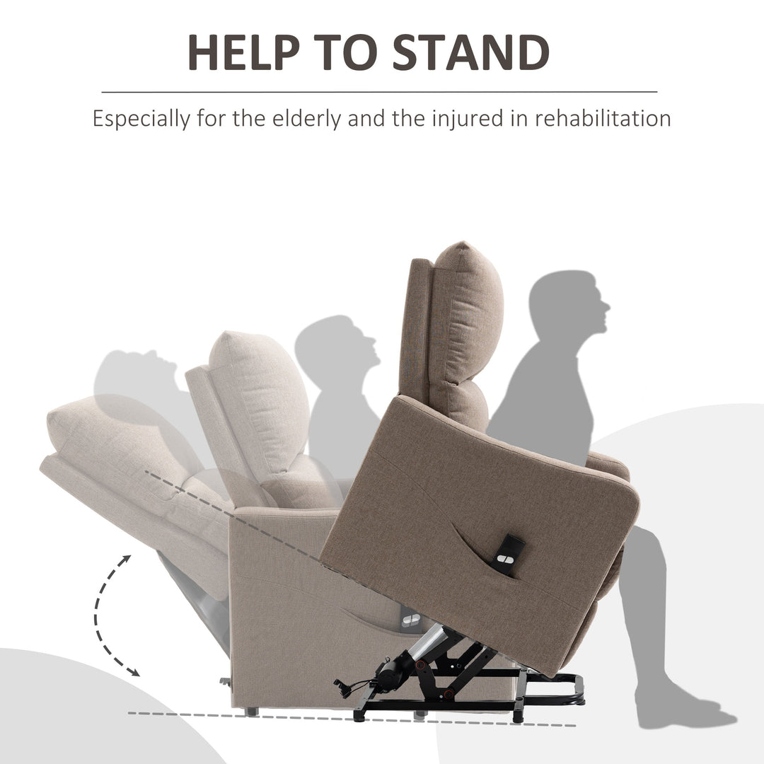 Electric Lift Chair Power Recliner Lounger Sofa w Remote Control for Living Room - Light Brown