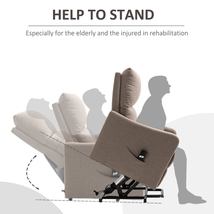 Electric Lift Chair Power Recliner Lounger Sofa w Remote Control for Living Room - Light Brown